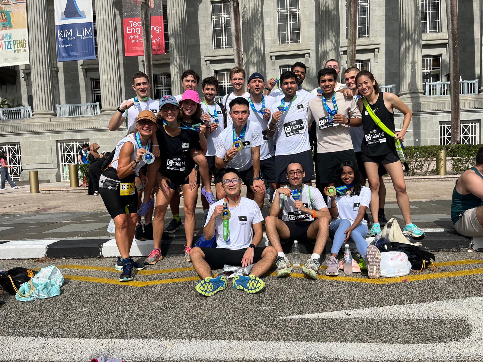 Group Photo as Finish line A group photo at the Marathon finish line
