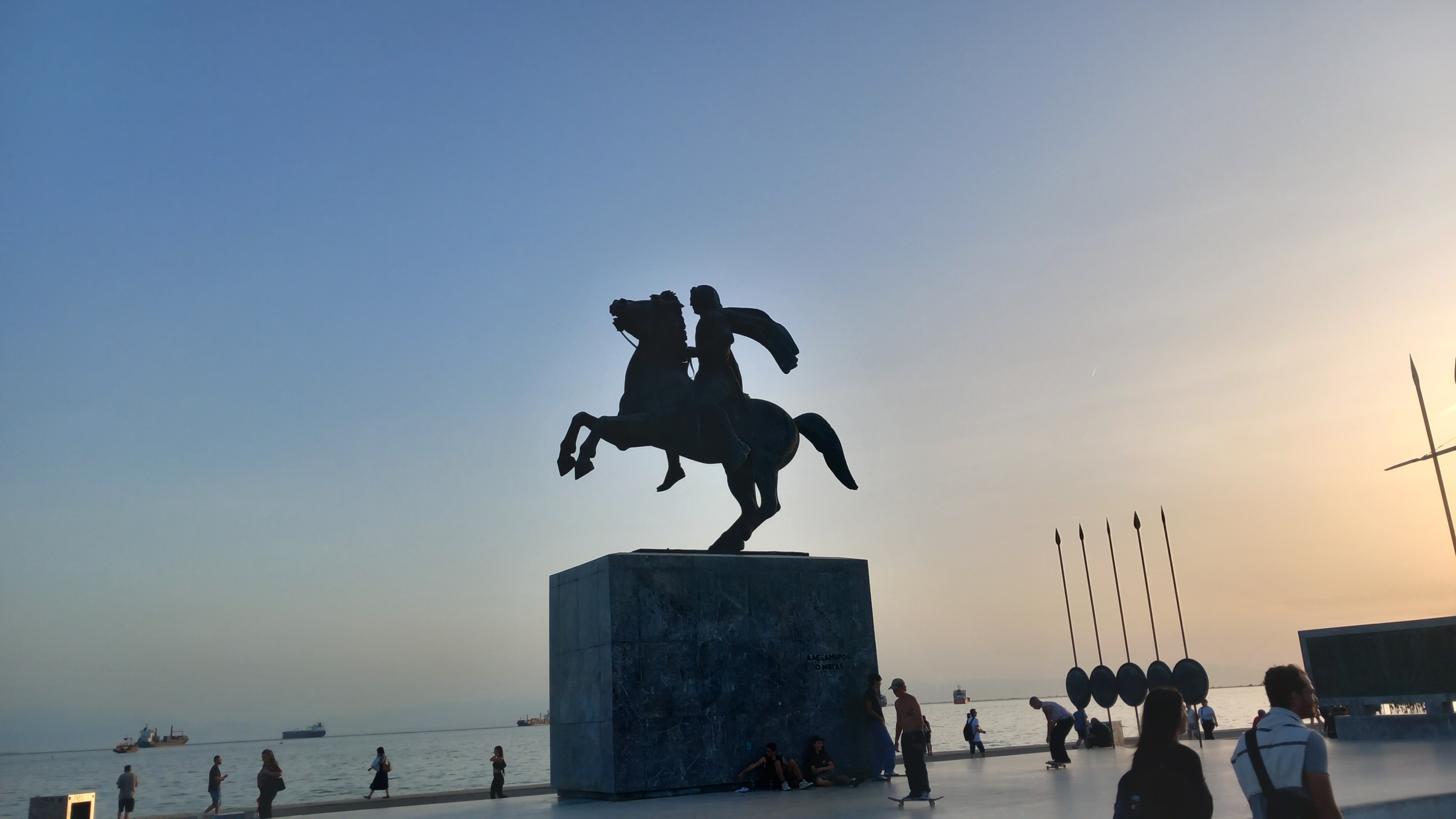 A statue of Alexander the Great on a horse in Thessaloniki